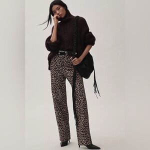 REFORMATION NWT Cary High Rise Slouchy Straight Leg Leopard Print Jeans, Size 26